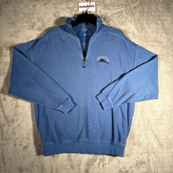 Tommy Bahama 1/4 Zip Sweater Men's Medium Blue Sweater - Picture 1 of 9